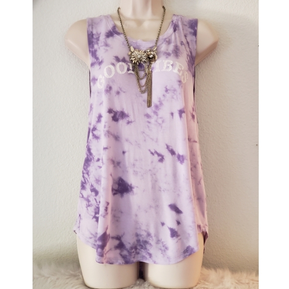 Good Vibes Purple Tie Dye Tank Top - Picture 1 of 7